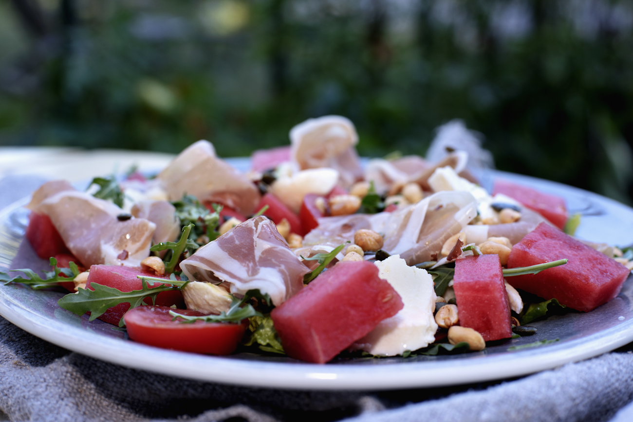 Salat Med Vannmelon Mozzarella Tomater Og Spekeskinke Kreative Id Er